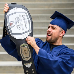 Graduation Custom Championship Belt | College Grad, Bachelor&#39;s Degree, Alma Mater, Baccalaureate Celebration, Commencement Celebration.