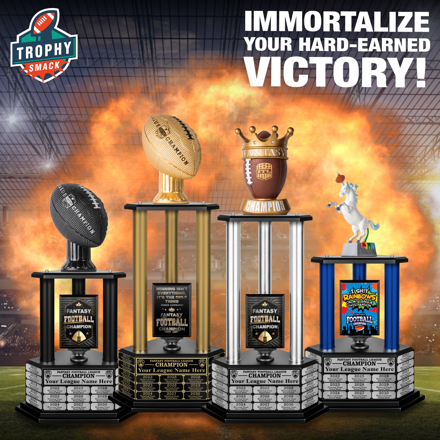 15 Gold Cup Perpetual Fantasy Football Trophy Fantasy Football Trophy