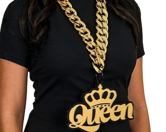Jumbo Queen Black and Gold Acrylic Necklace