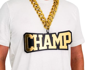 Champ Black and Gold Acrylic Turnover Chain