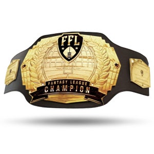 Fantasy Football Championship Belt, Customizable, 6 lb, Up to 12 Nameplates, Trophy for League Winners, Bold Design