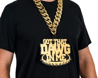 Got That DAWG In Me Black and Gold Acrylic Turnover Chain