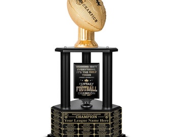 26" Fantasy Football Trophy - Free Engravings | 19 Year Perpetual Trophy | FFL League Trophy- Gold Football