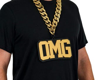 Jumbo OMG Black and Gold Turnover Chain Necklace