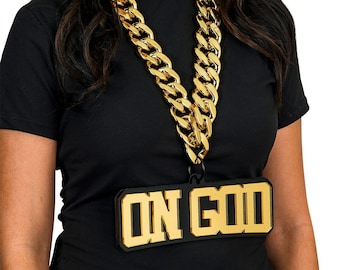 On God Black and Gold Acrylic Turnover Chain