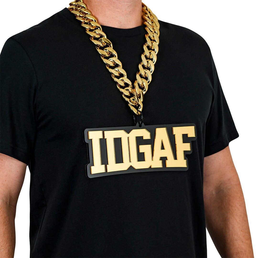 Jumbo IDGAF Black and Gold Acrylic Turnover Necklace - Etsy