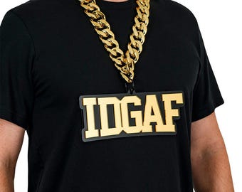 Jumbo IDGAF Black and Gold Acrylic Turnover Necklace