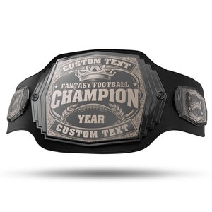Fantasy Football Engraved Championship Belt - Gunmetal Gray | | Fantasy League Award, Custom Award, Season Winner, Football Trophy,