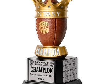 15" Perpetual Fantasy Football Trophy -  Golden Crown Football  | Fantasy Football Trophy, Award Winner, League Trophy, FFL Trophy