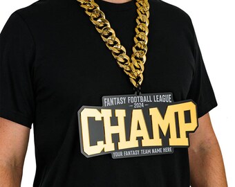 Fantasy Football Champion Black and Gold Acrylic Custom Turnover Chain