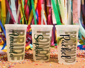 Personalized Cups, Bridesmaid Tumblers, Custom Stadium Cups 22 oz, Bachelorette Party Cups