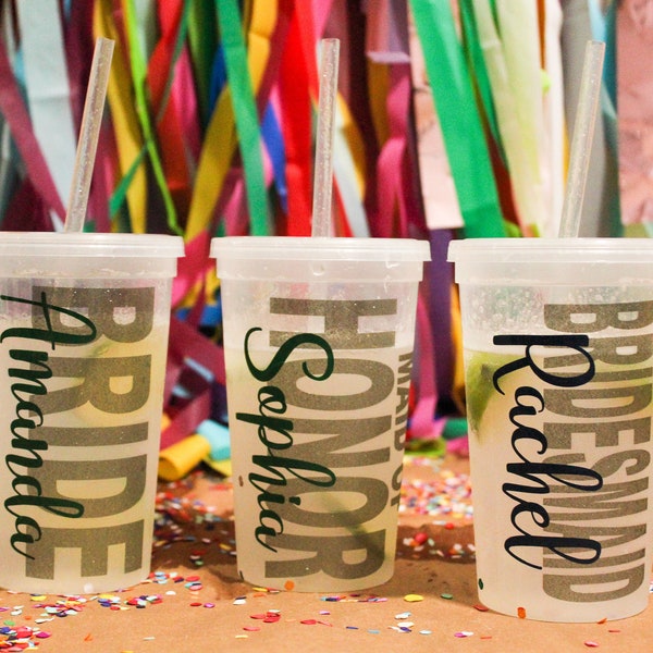 Personalized Cups, Bridesmaid Tumblers, Custom Stadium Cups 22 oz, Bachelorette Party Cups