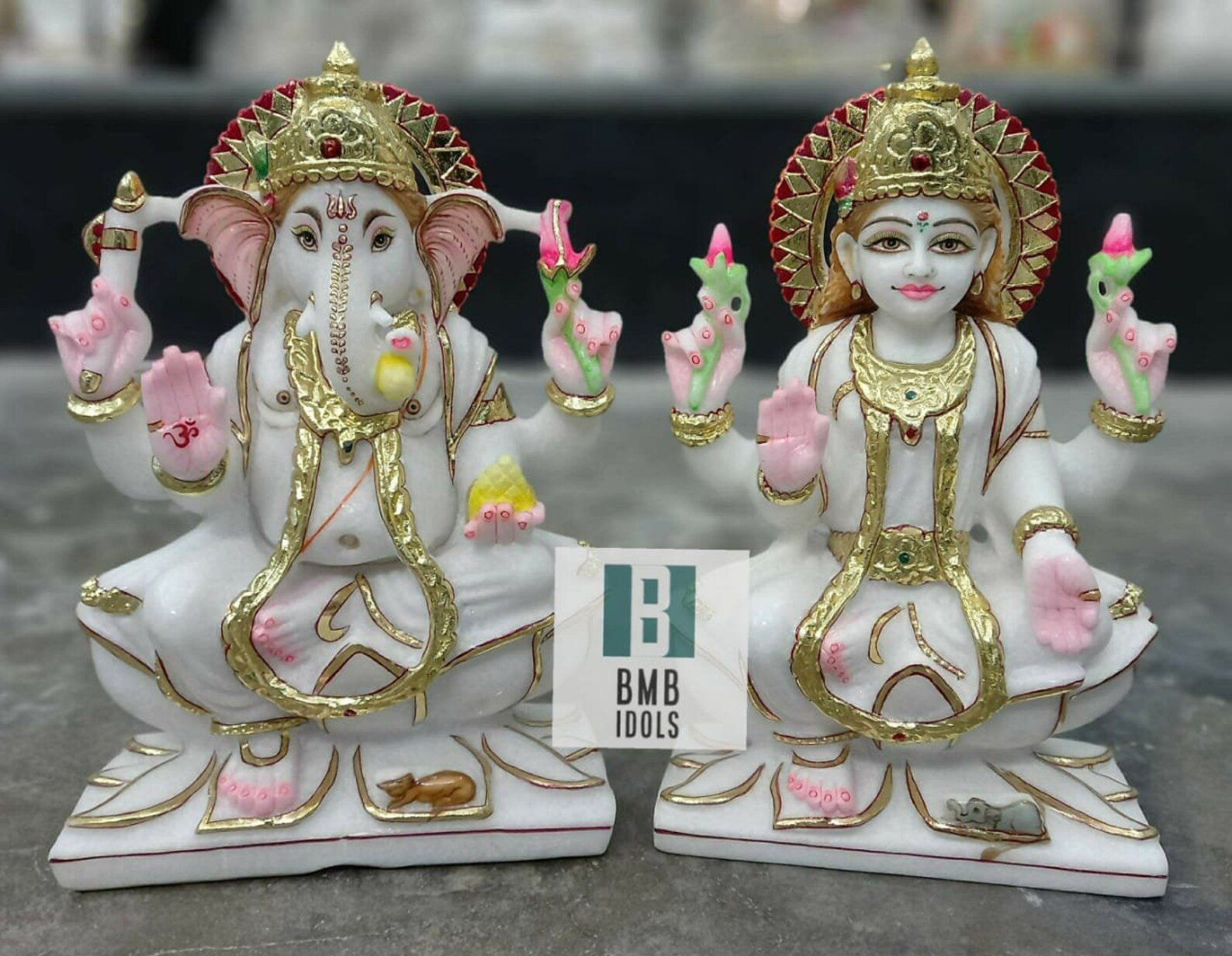 Marble Ganesh Lakshmi Statue Marble Ganesh Laxmi Murti Etsy UK