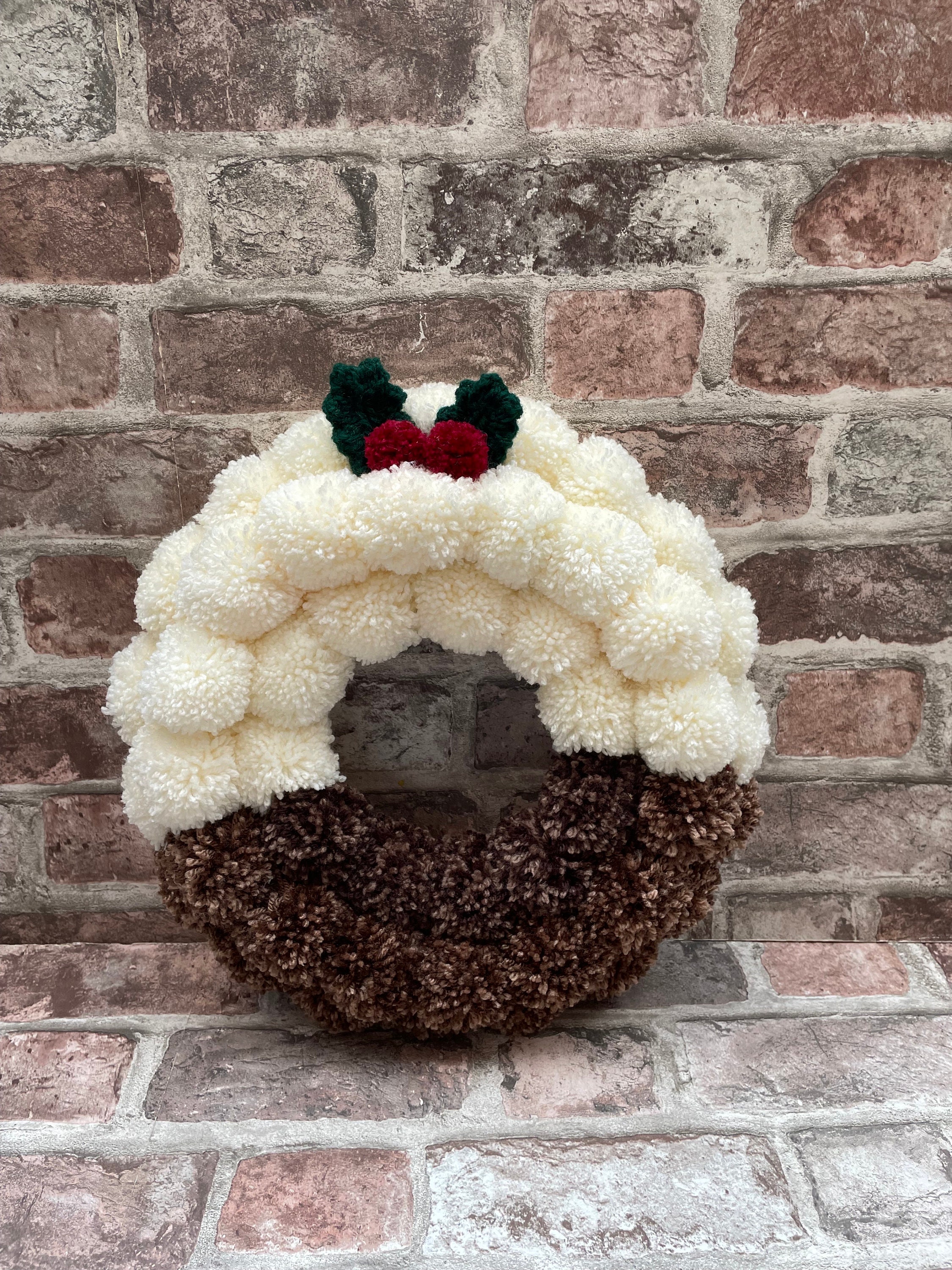 Full Christmas Pudding Pom Pom Wreath Winter Wreath Christmas