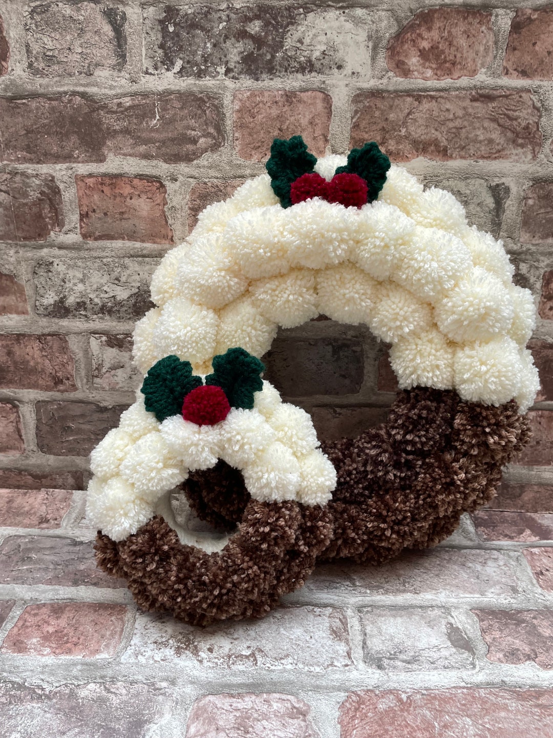 Full Christmas Pudding Pom Pom Wreath Winter Wreath Christmas
