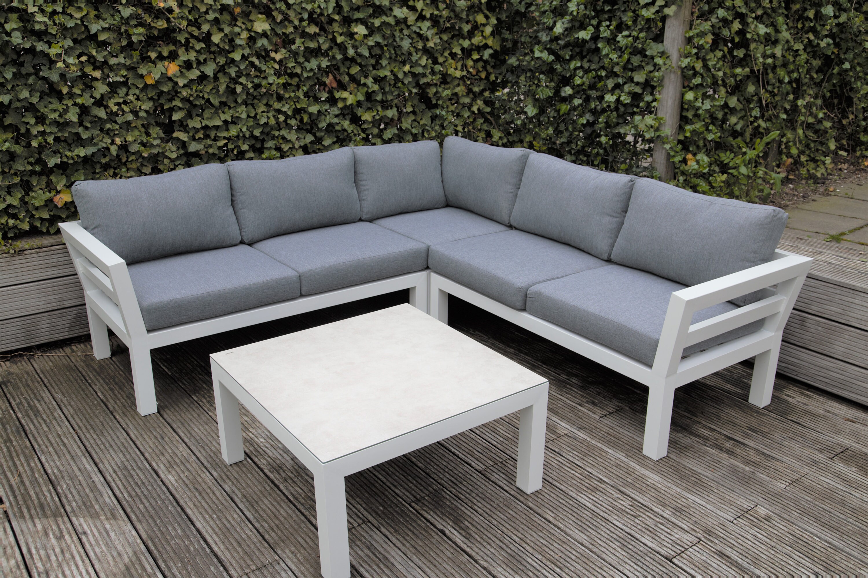 Salón de aluminio blanco. Set de jardín sofá esquinero. Etsy