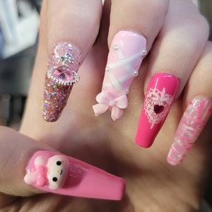 Kawaii | Anime | Japanese | Full Nail Kit | Stick On Nails | False Nails | Custom Handmade Nails | Press-on Nails