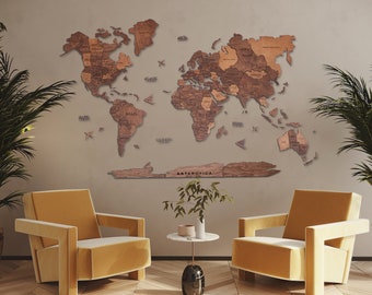 3D Wood Wall Art World Map World Map Wall Art Map Art Push Pin Map Travel Map World Map Push Pin Map Gift Classic Engraved Map Wall Decor
