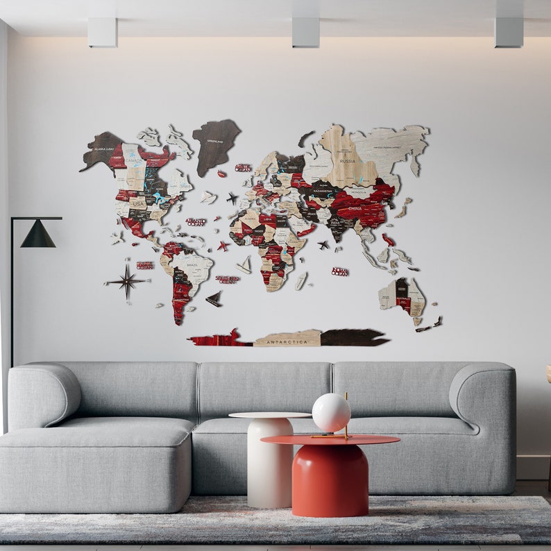 World Map Wall Art, Wood Wall Map, Wooden Home Decor, Birthday ...