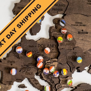 Travel Map Flag Push Pins For Wooden World Map, Map of the World Flags Push Pins Birthday Gift Wall Art, New Home Gift,