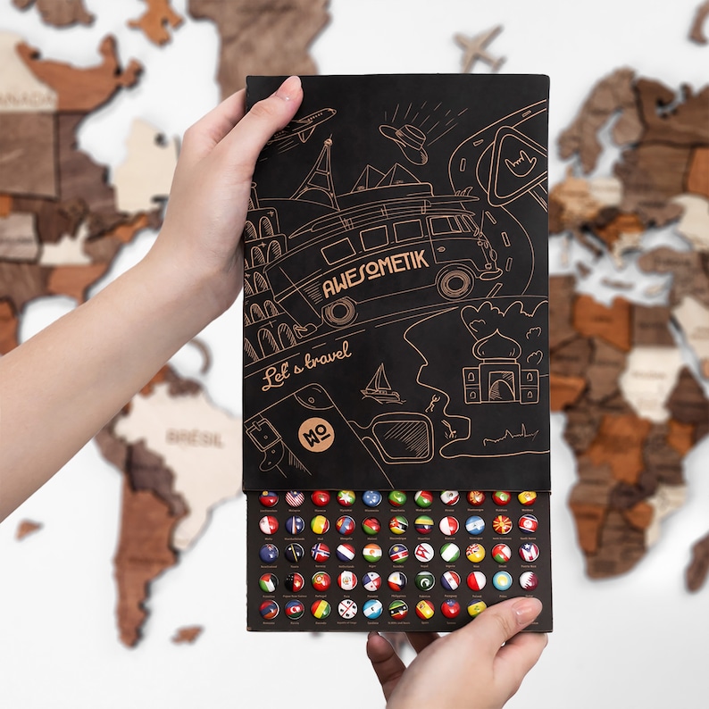 World Map Push Pin Wall Art Travel Map Flag Push Pins Flags Etsy