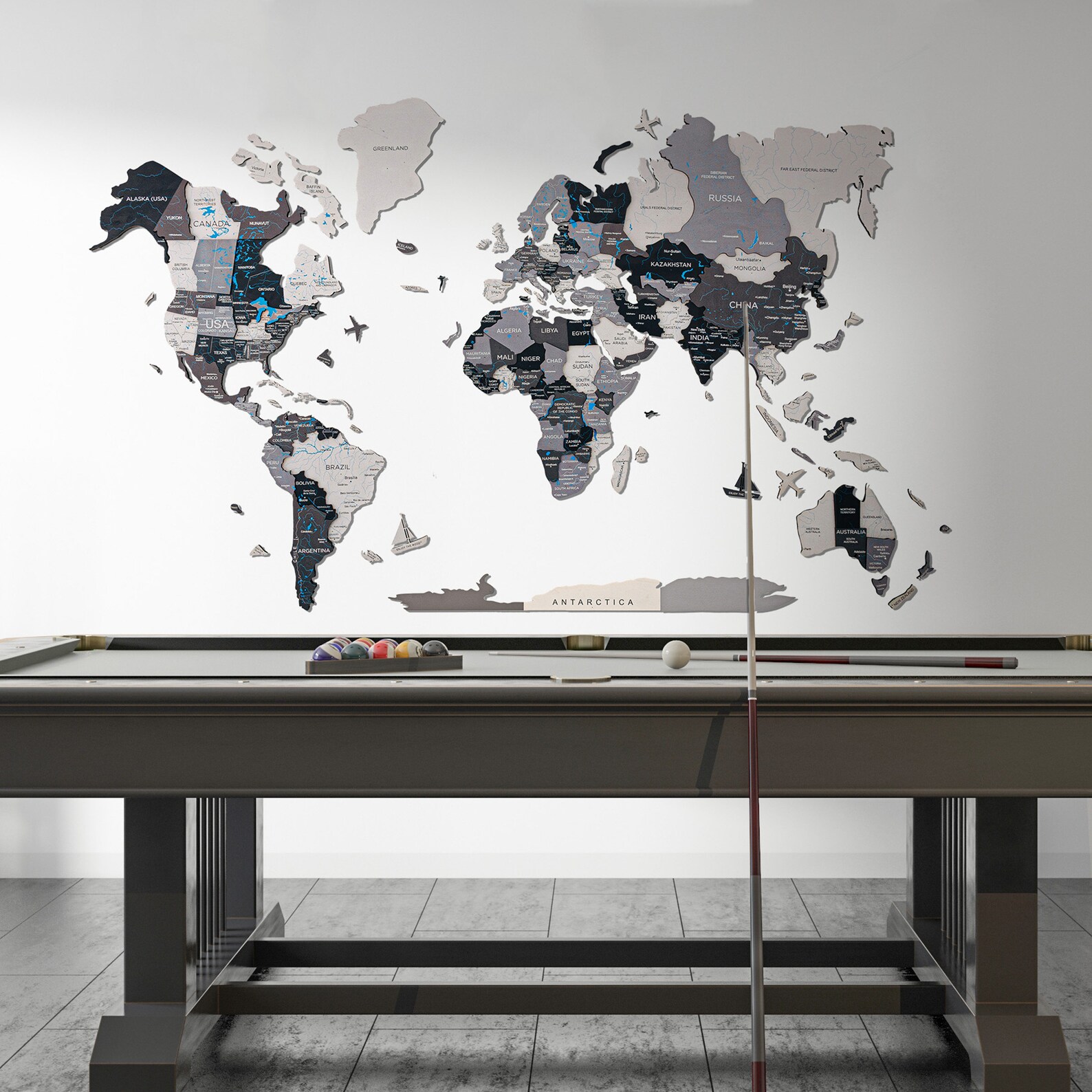 3D Wood World Map With Pins Flags Interactive Wall Art Etsy