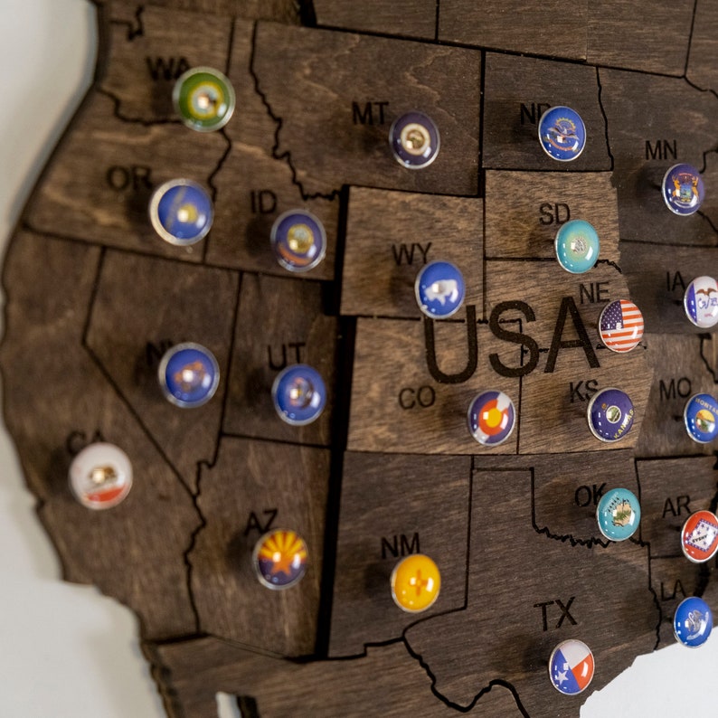 World Map Flag Push Pins Travel Map Pins Push Pins for Wood Etsy