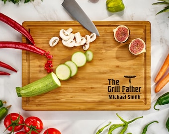 Personalized Grilling Cutting Board, BBQ Gift for Men, Engraved Grill Master Cutting Board, Fathers Day Gift, Custom BBQ Board
