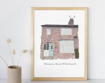 Aangepaste gepersonaliseerde aquarel huisportret, huisschildering, gepersonaliseerd housewarmingcadeau, eerste huiscadeau, thuisportret