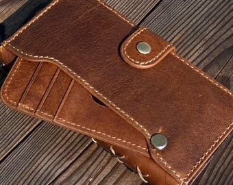 Genuine Leather fo OnePlus 15 12 12R Case Wallet Handmade Wireless Luxury oiled Ar