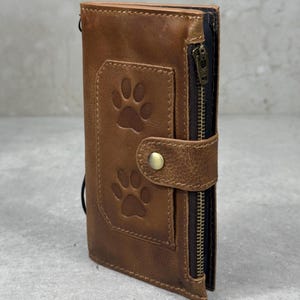Handmade Leather Wallet Case for Galaxy Z Fold 2/3/4/5/6/7 - Zip Design