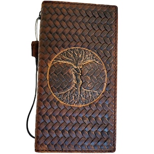 Genuine Leather For Galaxy s22 s21 s20 S23 s24 Ultra Note 8 9 10 20 21 A71 A51 A12 A31 4G 5G Case plus Art Wallet Book Tree Of LOVE Emboss