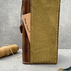 Portafoglio in vera pelle fatto a mano per Galaxy Z Fold 2 3 4 5 6, stile Bibbia, con carta di credito, con cuciture fatte a mano.