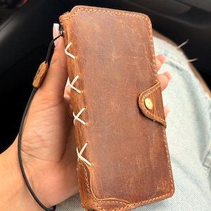 Genuine Leather fo OnePlus 15 12 12R Case Wallet Handmade Wireless Luxury oiled Ar