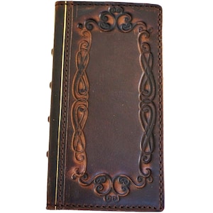 Portafoglio in vera pelle fatto a mano per Galaxy Z Fold 6 2 3 4 5, stile Bibbia, carta di credito, copertina Z FOLD, interamente realizzata a mano, design artistico.