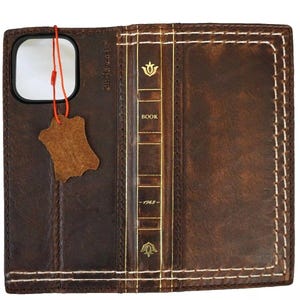 Étui portefeuille en cuir véritable pour Apple iPhone 16 E 11 12 13 14 15 Pro Max 6 7 8 plus SE 2 XS Style fente pour carte couverture couture à la main