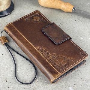 Genuine Leather For Galaxy S25 S20 S21 S22 S23 S24 Ultra FE Note 8 9 10 20 21 22 71 51 A12 31 A 4G 5G Case Art Wallet Book Style Cover
