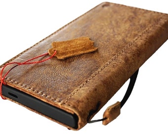 Handmade Leather iPhone Wallet Case: Vintage Book Cover with Card Slots