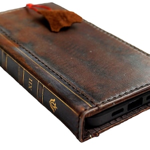 Funda de piel auténtica para Galaxy S25 S21 S22 S23 S24 A53 52 55 12 14 71 72 FE Note 10 20 Ultra Cartera hecha a mano Ranuras para tarjetas Diseño pulido
