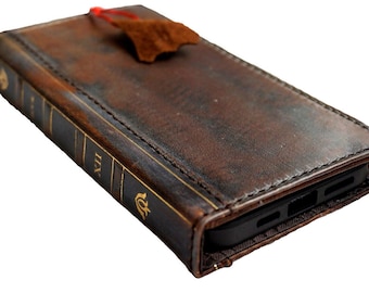 Handmade Leather Wallet Phone Case: Galaxy S25 S21 S22 S23 S24