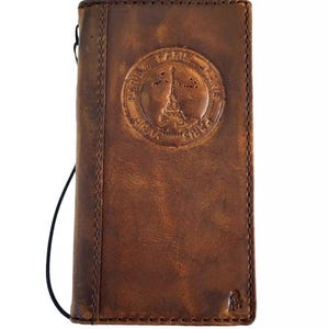 Funda de piel auténtica para Apple iPhone 16 15 14 13 12 11 Pro Max Xs Xr Cartera hecha a mano Diseño de arte vintage París Eiffel