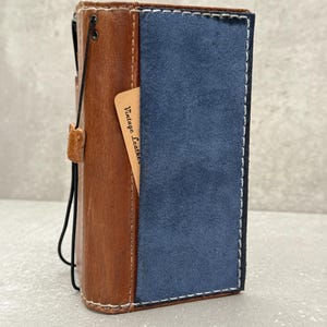 Portafoglio in vera pelle fatto a mano per Galaxy Z Fold 2 3 4 5 6, stile Bibbia, con carta di credito, con cuciture fatte a mano.