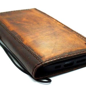Portafoglio pieghevole in vera pelle fatto a mano per Honor Magic V3, OPPO Find N5, stile Bibbia, custodia per carte di credito, interamente realizzata a mano.