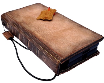 Genuine Handmade Leather For Galaxy Z Fold 2 3 4 5 6 7Art Wallet Book Bible Style Credit card Z FOLD Cover full handmade Diy Ston design