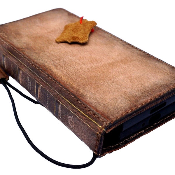 Echtes handgemachtes Leder für Galaxy Z Fold 3 4 5 Art Wallet Book Bible Style Kreditkarte Z FOLD Cover komplett handgefertigt Diy Ston Wash Art Design