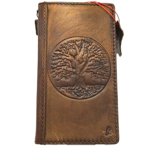 Echtleder Fall für Googel Pixel 3 4 5 5G 4G 6 7 8 9 falten PRO Eine Brieftasche Vintage Kartensteckplätze decken Baum des Lebens, das Design Art stempelt