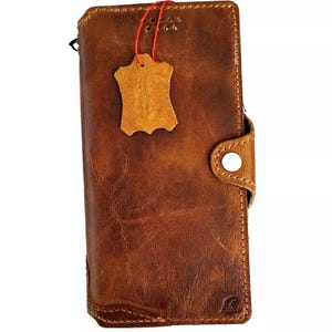 Funda de piel auténtica para Galaxy S21 S22 S23 S24 S25 A55 Ultra FE Note 10 20 Ultra Cartera hecha a mano Ranuras para tarjetas Carga inalámbrica de lujo
