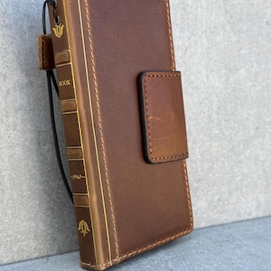 Custodia in vera pelle per Google Pixel 9 Fold 8 7 6 5 4 3 2 XL, portafoglio PRO, stile vintage, con scomparti per carte di credito, copertina di lusso, mini design artistico con stampa.
