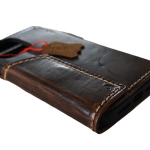 Funda de cuero genuino tipo billetera para Apple iPhone 16 E 11 12 13 14 15 Pro Max 6 7 8 plus SE 2 XS estilo ranuras para tarjetas cubierta cosida a mano