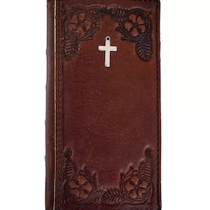 Custodia in vera pelle per Google Pixel 6 7 8 PRO 6A 7A Portafoglio Porta carte di credito vintage Copertina libro decorato Art Design gesù croce